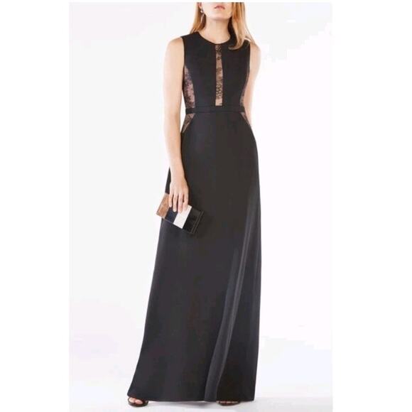 BCBGMAXAZRIA Gown 4 Maxi Formal classic Elegant Evening goth Lace Gala Wedding - Picture 1 of 12